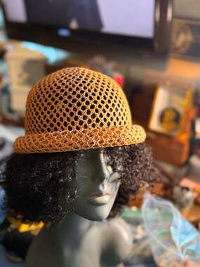 Vintage crochet cloche hat.